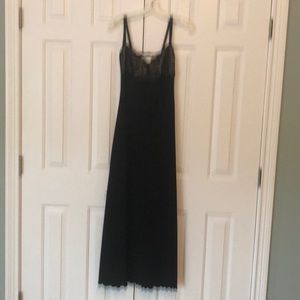 Lacy black, floor length ball gown.